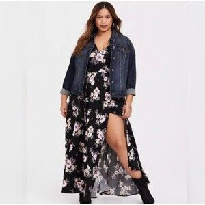 Torrid Women's Black Floral Cottage Core Maxie Dress Size 3X